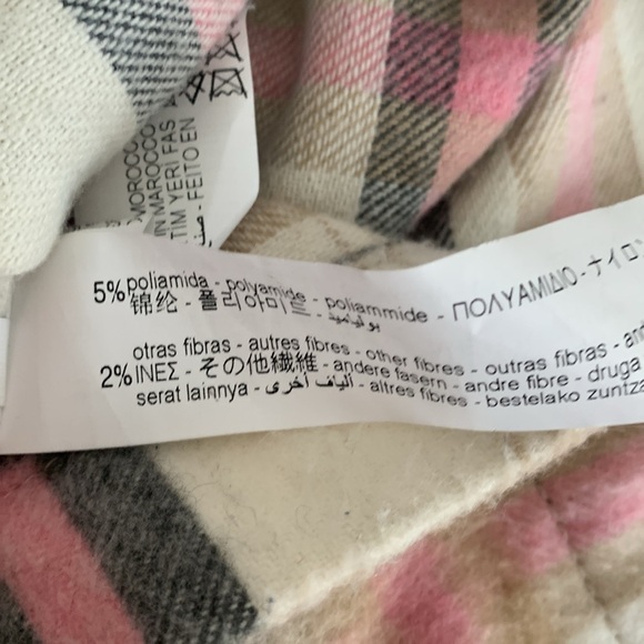 Zara Pink Off White Gray Tan Plaid Wool Blend Oversized Shacket Shirt Jacket S - Picture 7 of 7